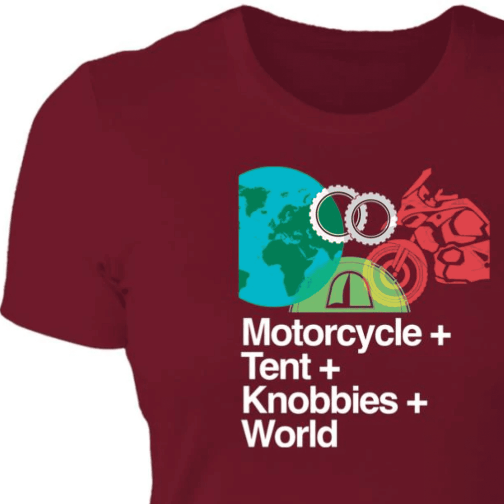 BMW Motorcycle Adventure, Women's T-shirt, Knobbies, Tent, Travel