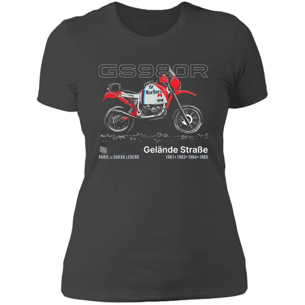 BMW GS980R, Women's T-shirt, Vintage Rally Motorcycle, Paris to Dakar
