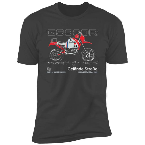 BMW GS980R, rally Motorcycle T-shirt, Paris to Dakar Legend, HPN Marlboro