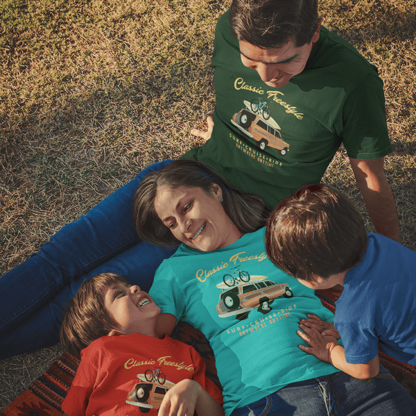 Vintage Woody Wagon, Women T-Shirt, All American Off-road Family Fun