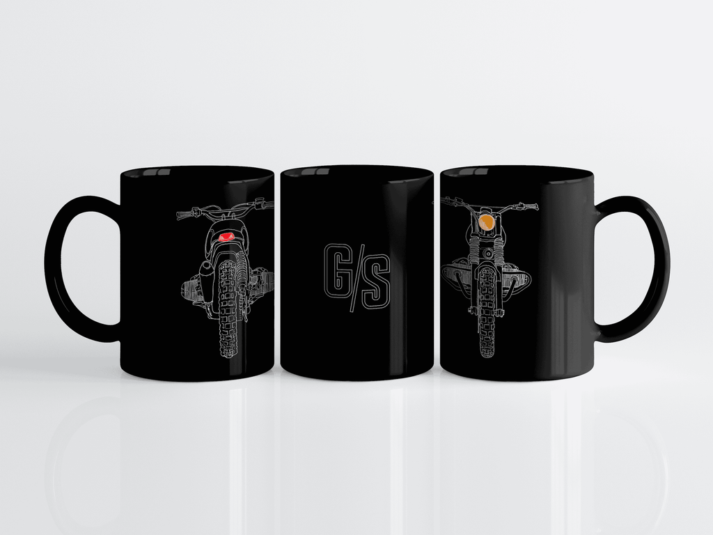 BMW Airhead Mug, Boxer engine, Front and Back designs of Motorcycle