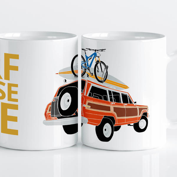 Vintage Woody Wagon, Mug, Adventure Truck, Fun All American 4WD