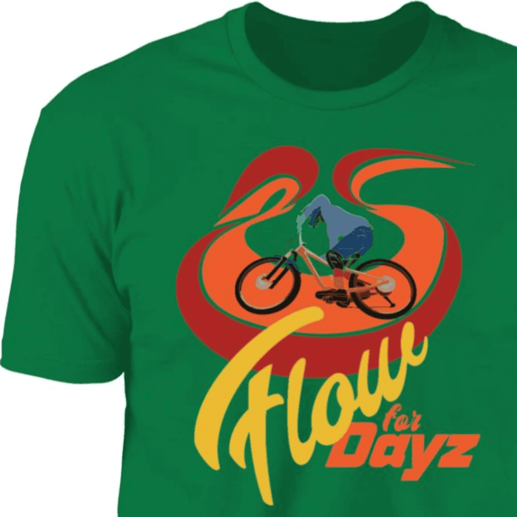 Mountain Bike T-shirt, Flow Trail, Berm, Colorful, Hand-drawn, Cotton