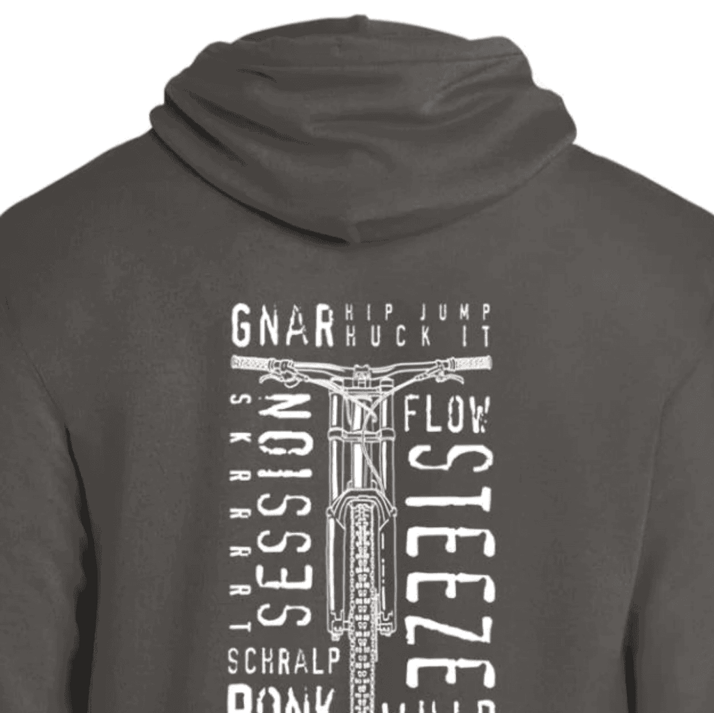Mountain Bike, Hoodie, Downhill, Front View, bold graphic, MTB steeze