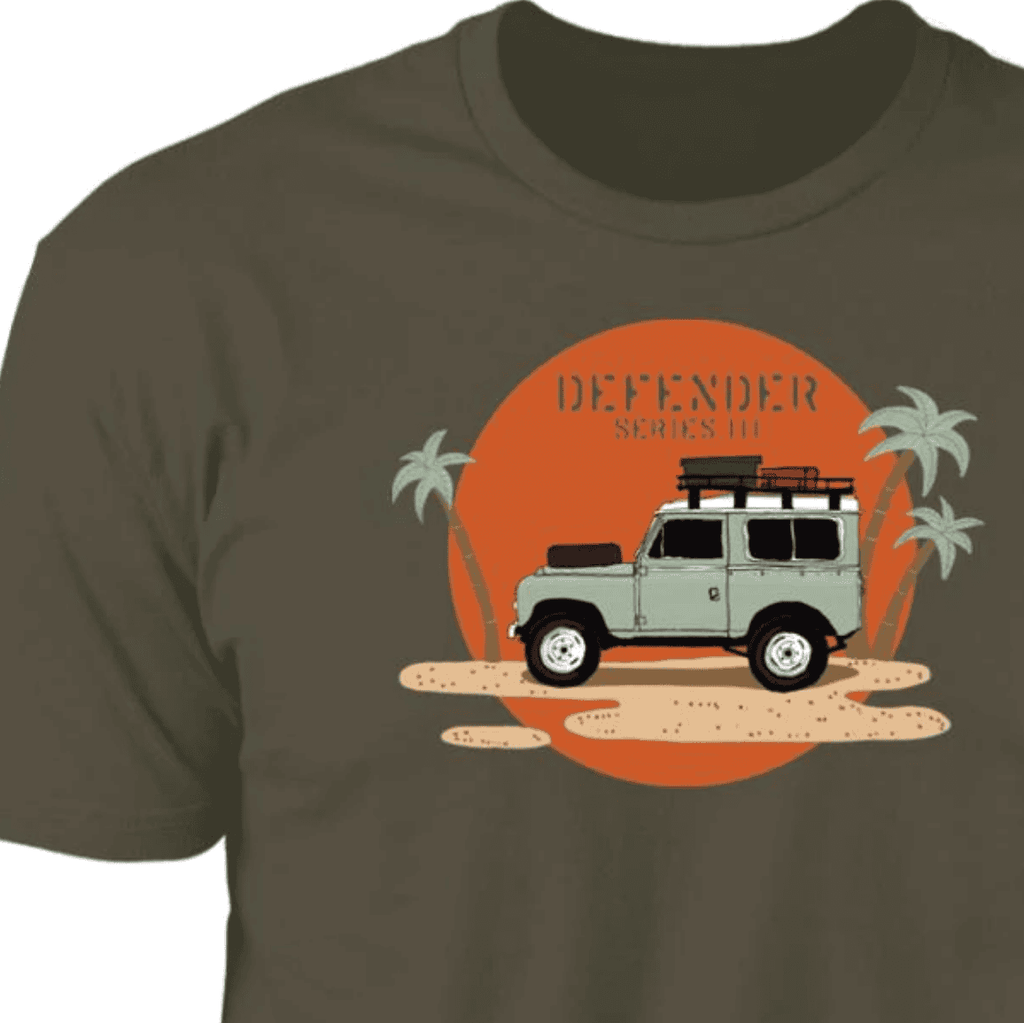 Vintage Defender T-shirt, Beach Overland Adventure, classic 4WD
