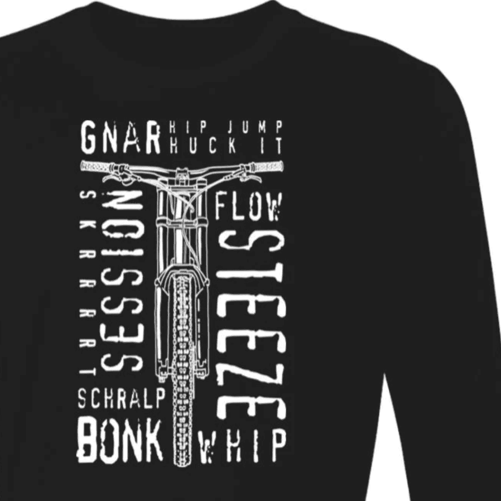 Mountain Bike, Long Sleeve T-shirt, Downhill, MTB, Front View Art