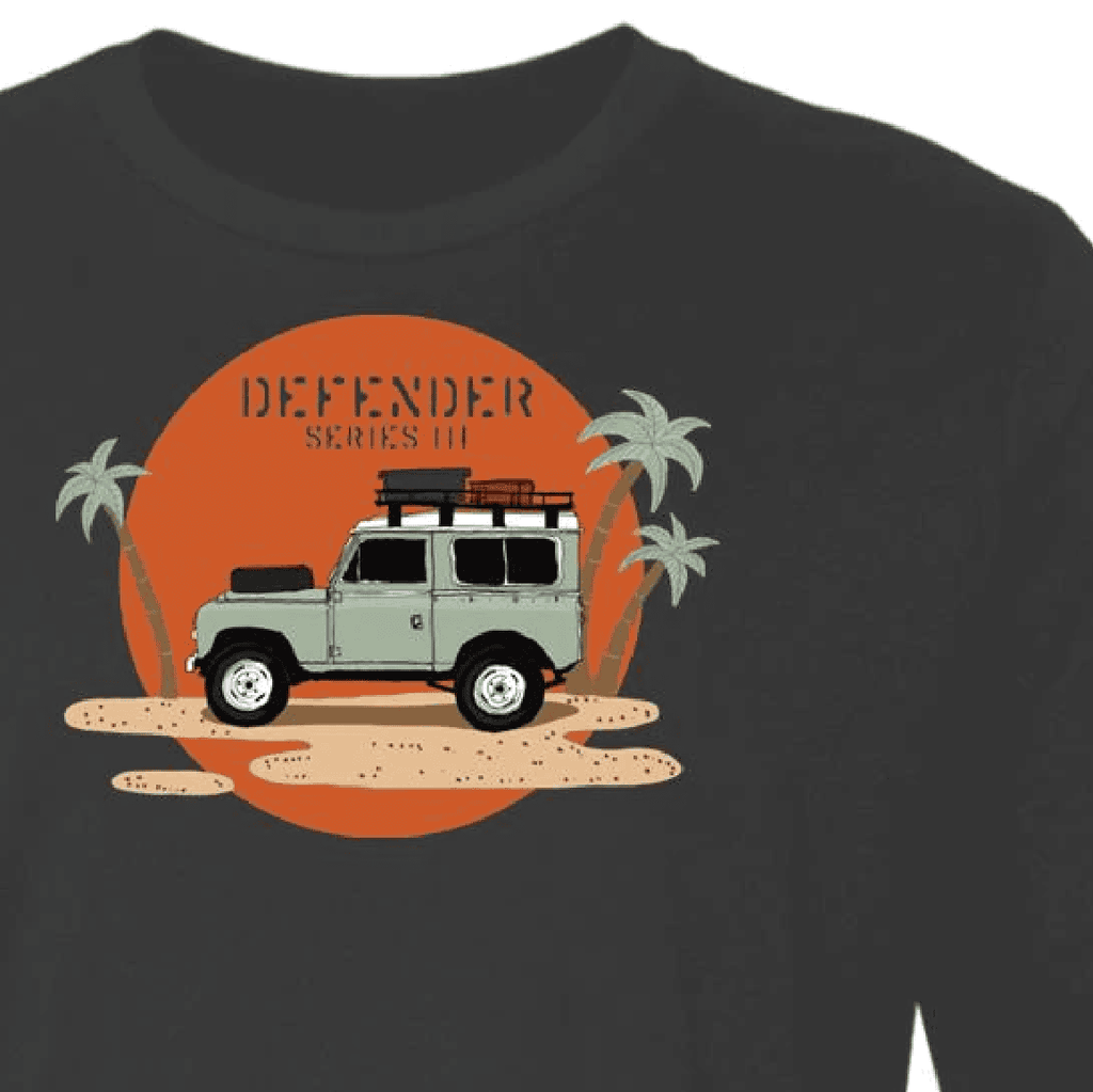 Vintage British Defender, Long sleeve T-shirt, Beach Adventure 4x4 Truck