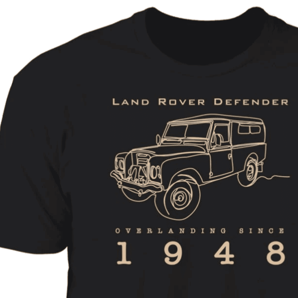 Vintage Defender III, T-shirt, British Overland 4x4, One Line art