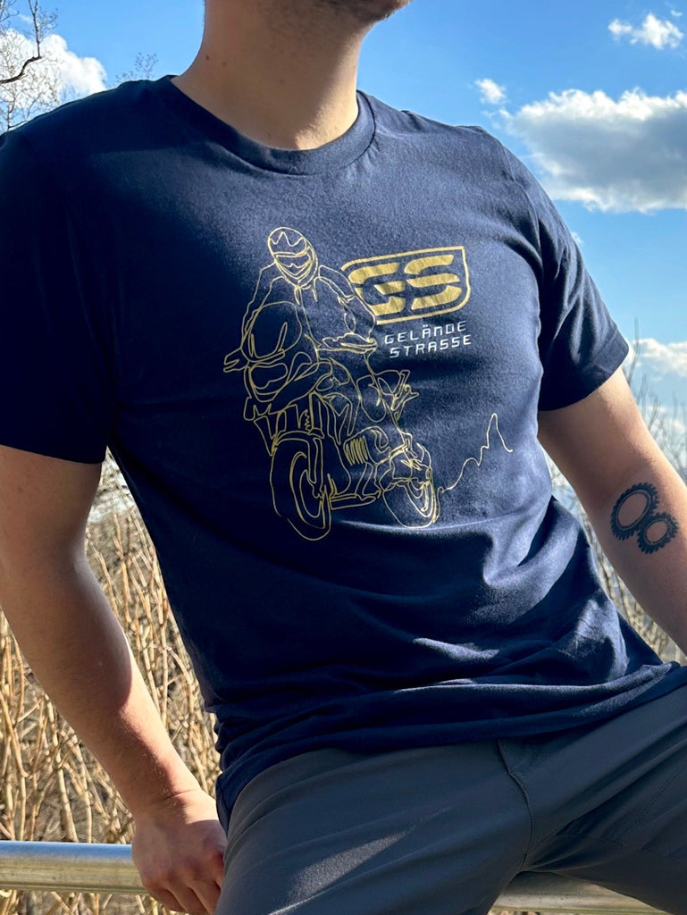 BMW Adventure Bike Rider, Motorcycle T-shirt, One-line Art, Knobbies