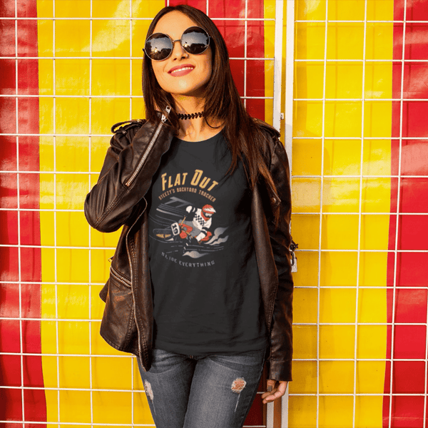 Flat Track, Women, Motorcycle T-shirt, Scrambler, colorful design
