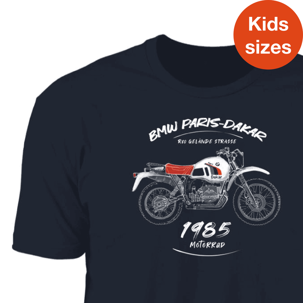 BMW R80GS PD, Kids Motorcycle T-shirt, Vintage 1985, Dual-sport Bike