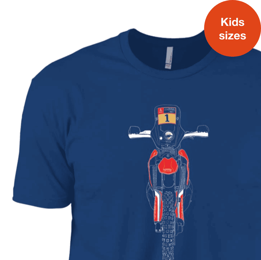 Honda CRF 450, Kids, Rally Motorcycle T-shirt, Adventure Bike, Front View art