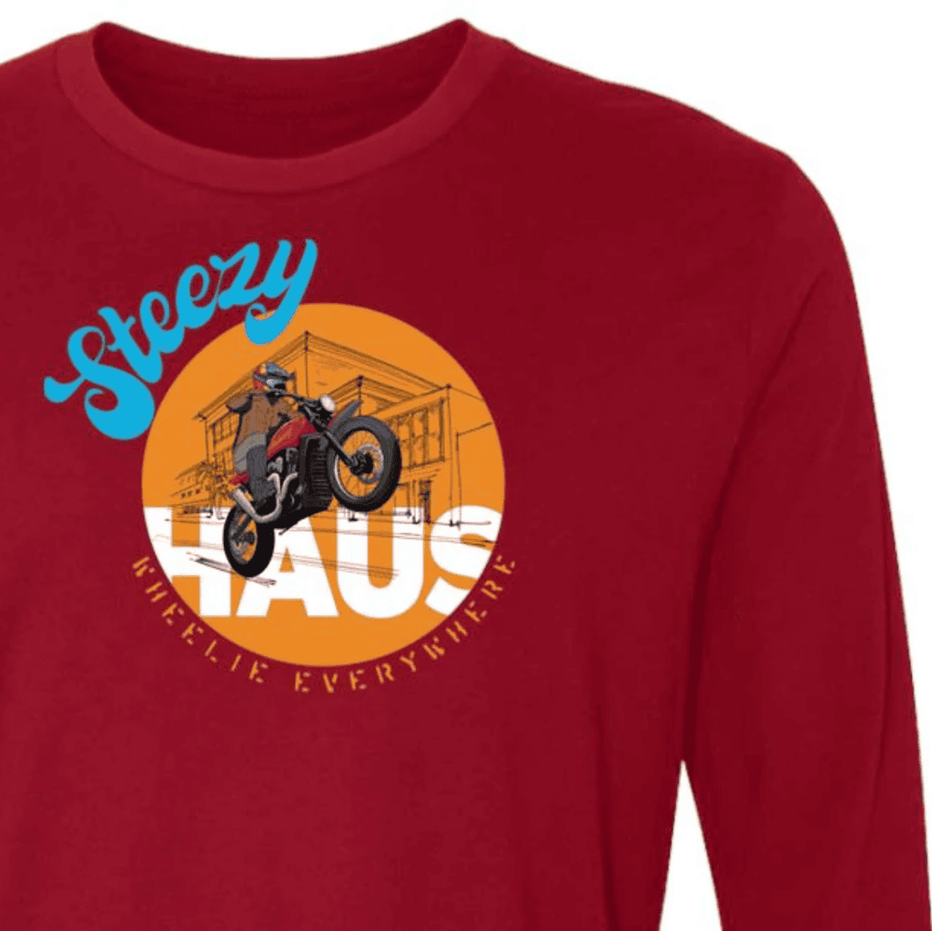 Motorcycle Wheelie, Long Sleeve T-shirt, Scrambler, Indian FTR, hooligan