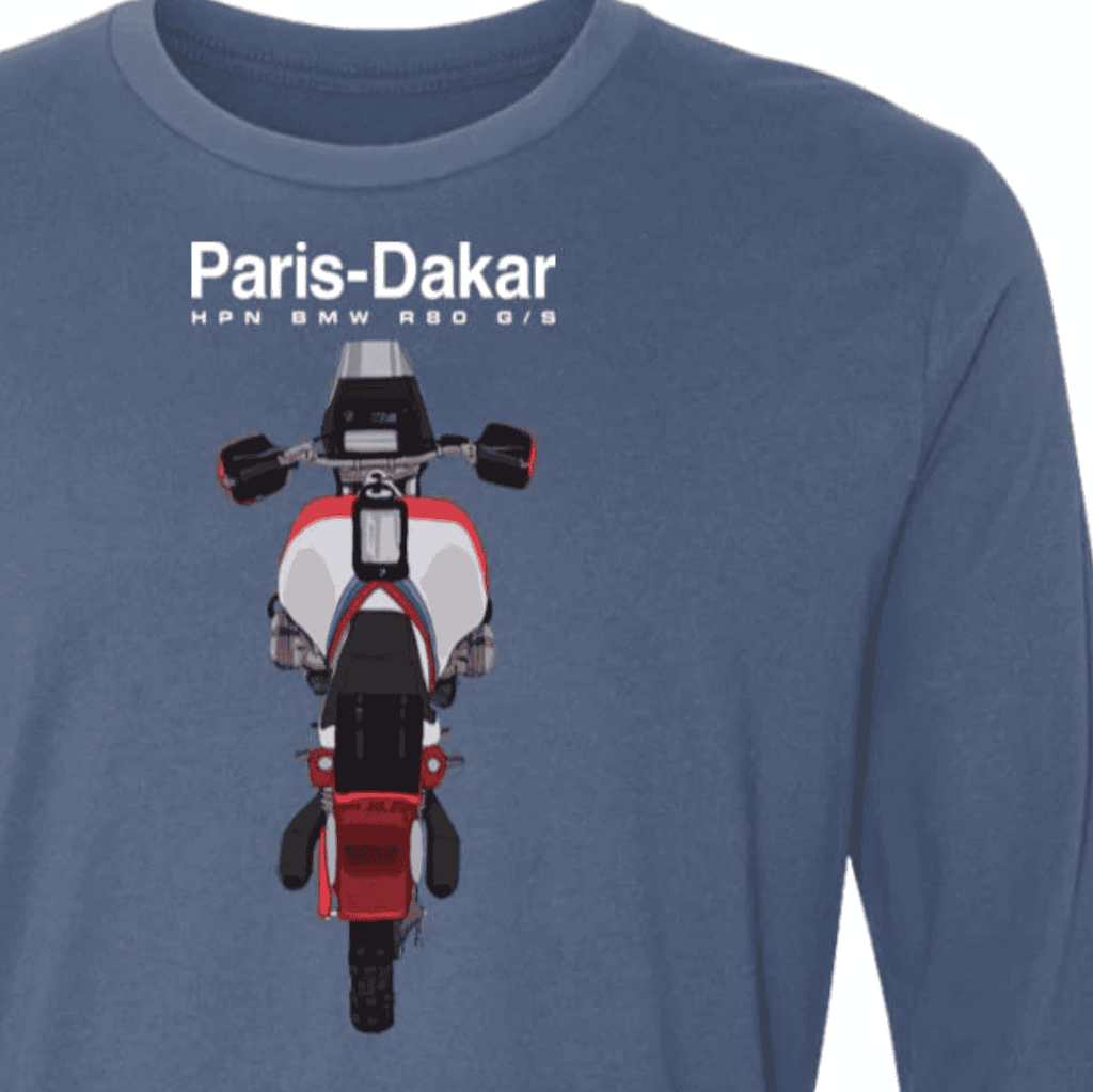 BMW R80GS, 1980s, Long Sleeve, Motorcycle T-shirt, HPN, Paris PD Rally