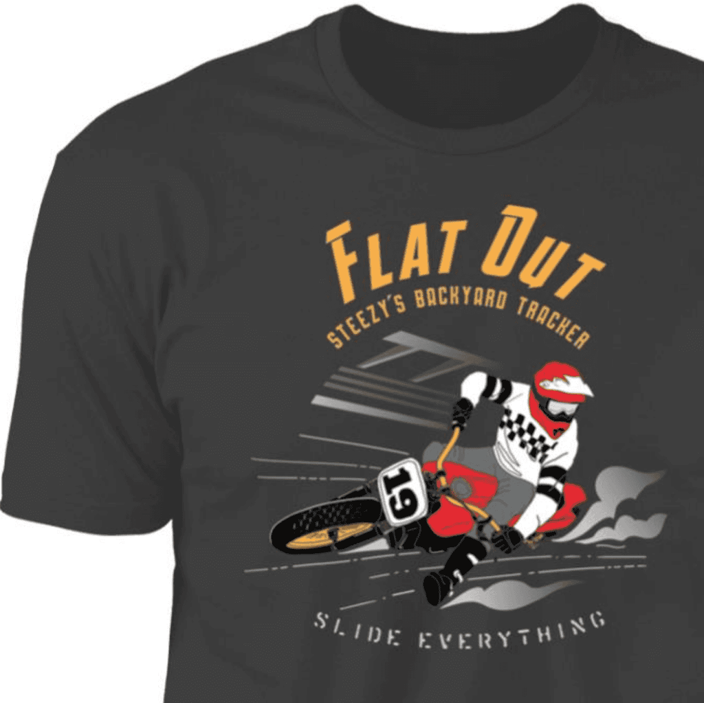 Flat Track, Motorcycle T-shirt, Scrambler, slide everything, bold
