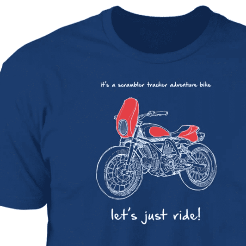 Scrambler, Flat Tracker, Adventure Motorcycle T-shirt, Hand-drawn
