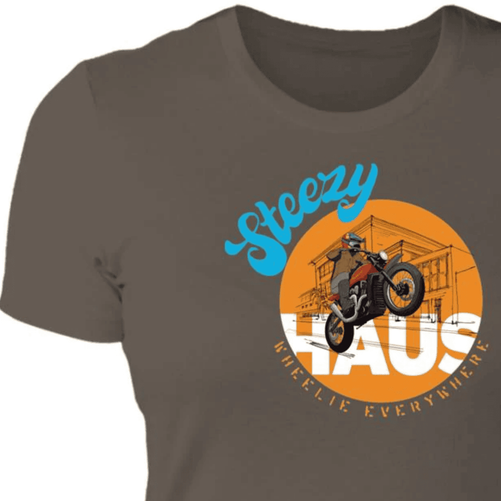 Motorcycle Wheelie, Women T-shirt, Scrambler, Indian FTR, hooligan, cotton
