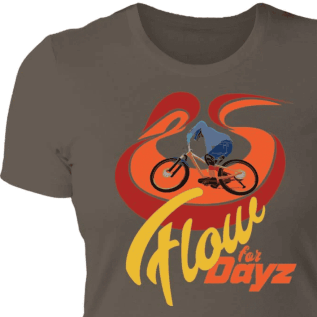 Women Mountain Bike T-shirt, colorful Boho design, Flow Trail, Cotton