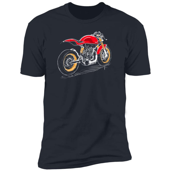 Red Scrambler, Motorcycle T-shirt, Hand-drawn art, 100% cotton