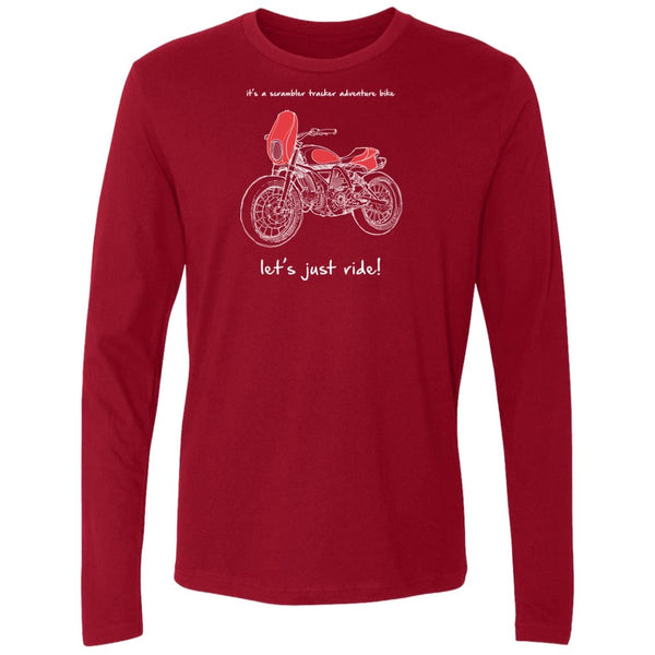 Scrambler, Tracker, Adventure Motorcycle T-shirt, Long Sleeve, Art