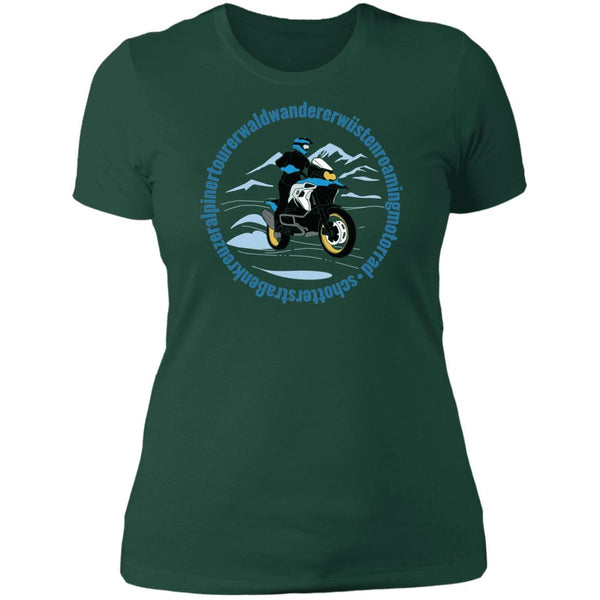 BMW GS, Alpine Mountain Tourer, Women, Adventure Motorcycle T-Shirt
