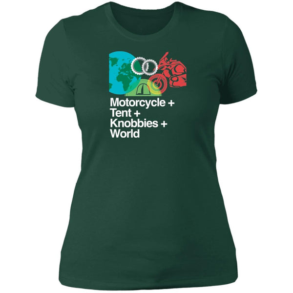 BMW Motorcycle Adventure, Women's T-shirt, Knobbies, Tent, Travel