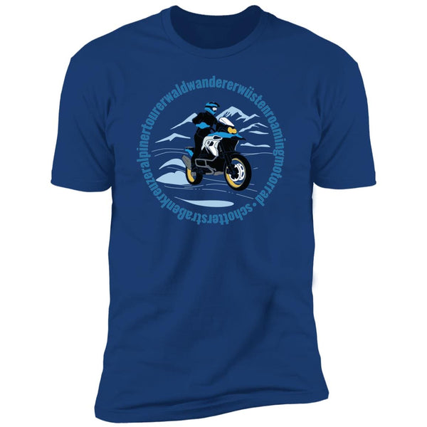 BMW GS, Alpine Mountain Tourer, Adventure Motorcycle T-Shirt, Hand-drawn
