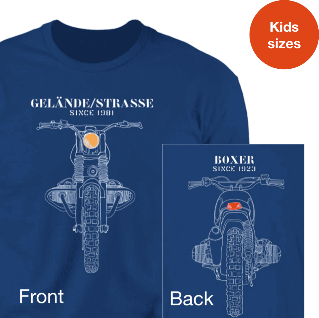 BMW, Kids, Airhead Boxer engine, Two art designs, Motorcycle T-shirt