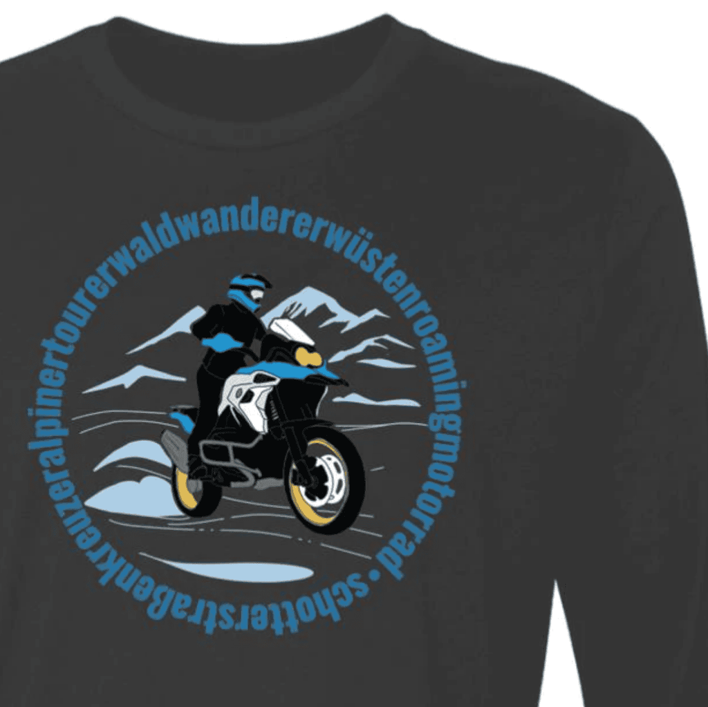 BMW GS, Alpine Tourer, Long Sleeve, Adventure Motorcycle T-Shirt