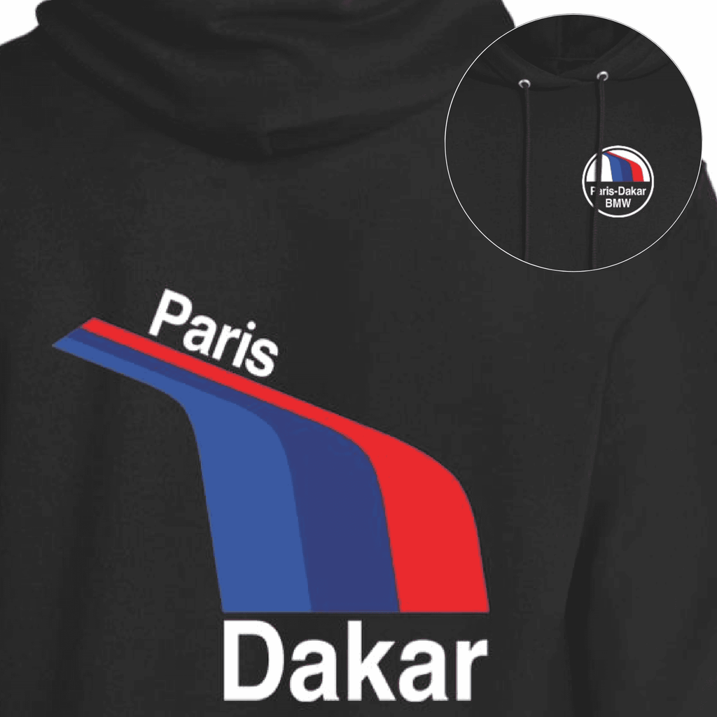 BMW, 1985 art, Paris to Dakar, Motorcycle Hoodie, R80GS PD, 2-sided Print