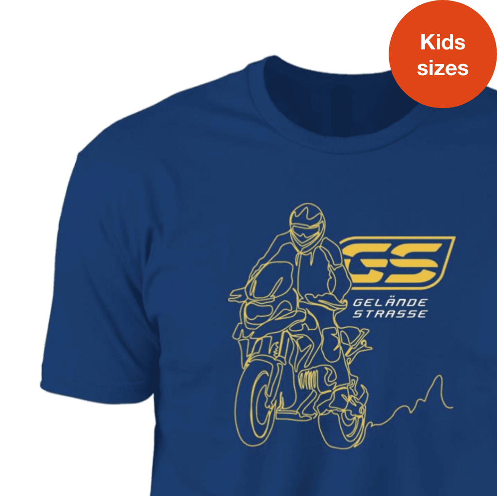 BMW Adventure Bike Rider, Kid's, One-line Art, Motorcycle T-shirt