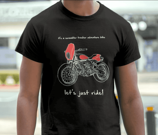 Scrambler, Flat Tracker, Adventure Motorcycle T-shirt, Hand-drawn