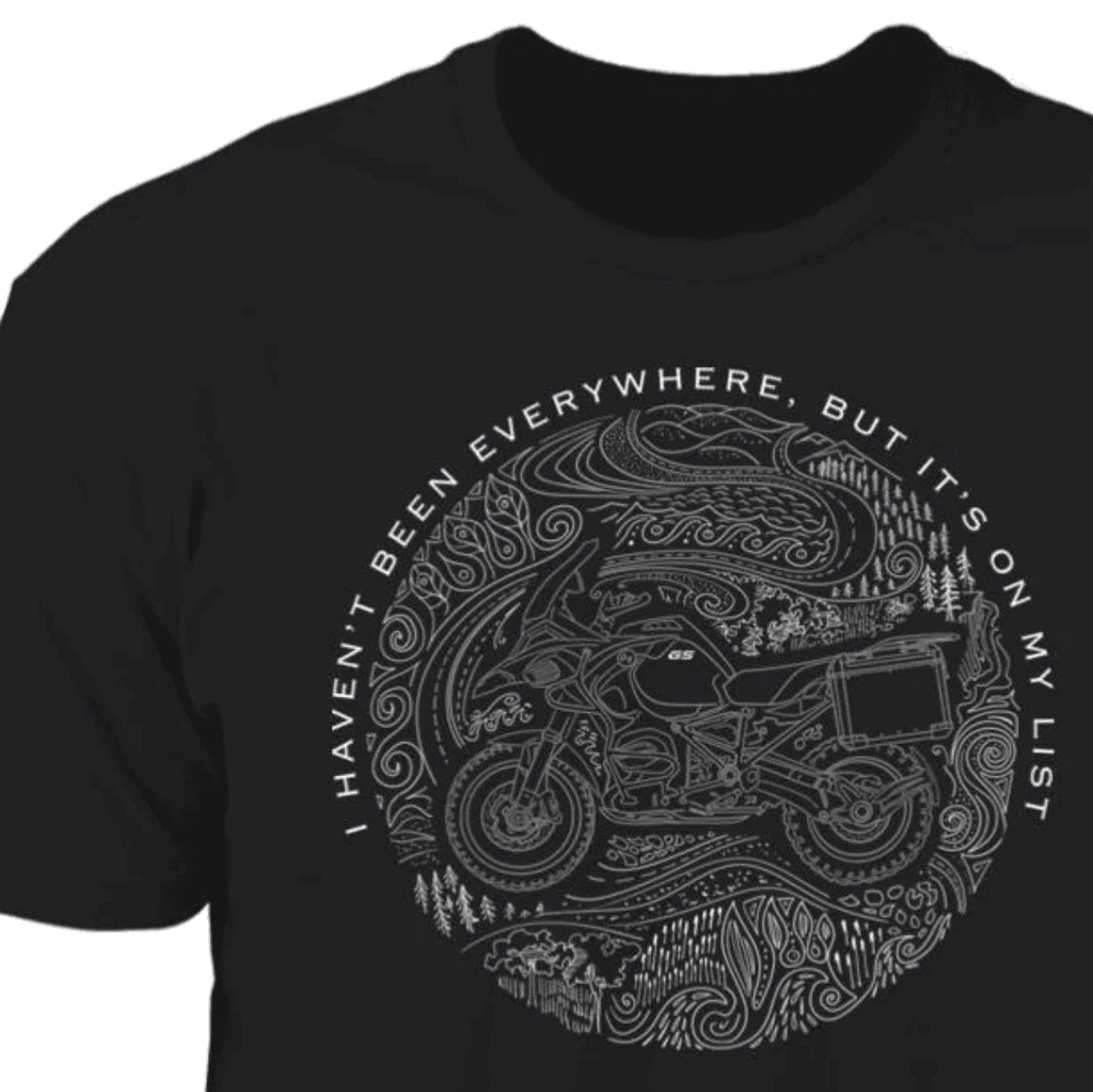 BMW Adventure World, Motorcycle T-shirt, Hidden Picture, Hand-drawn