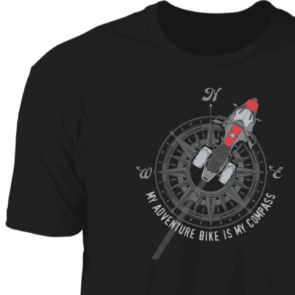 BMW Compass Adventure, Motorcycle T-shirt, Hand-drawn art, R1200GS