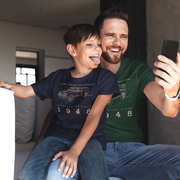 Vintage Defender III, T-shirt, British Overland 4x4, One Line art